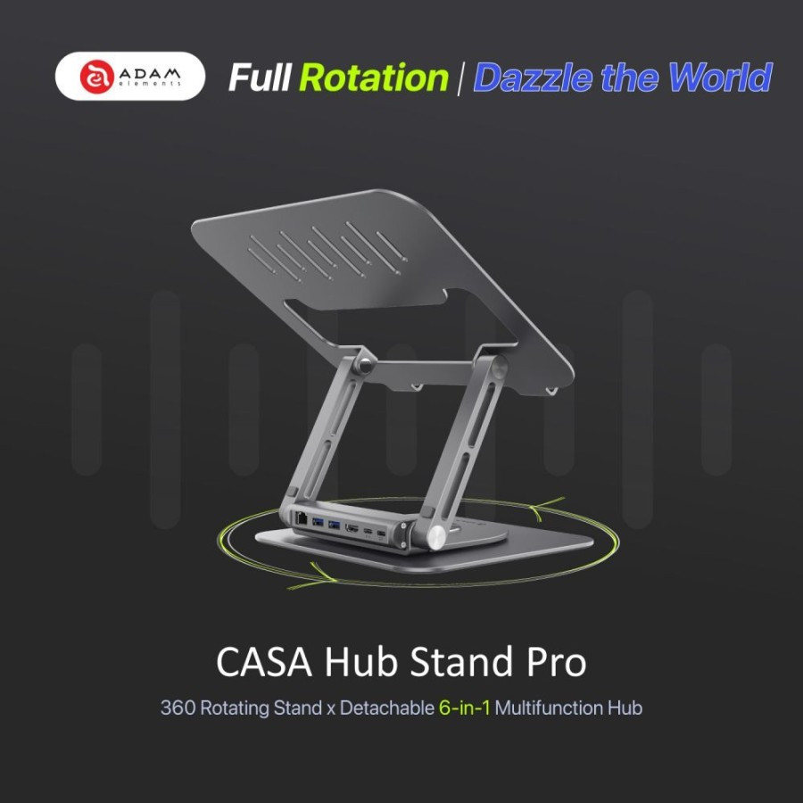 CASA HUB Stand Pro USB-C 6-in-1 Laptop Stand Hub