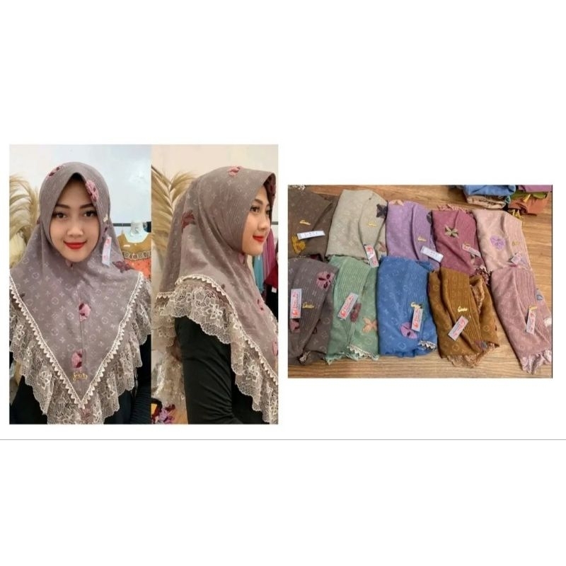 jilbab brukat DOI | jilbab Doa ibu | jilbab doi pesta jilbab kondangan