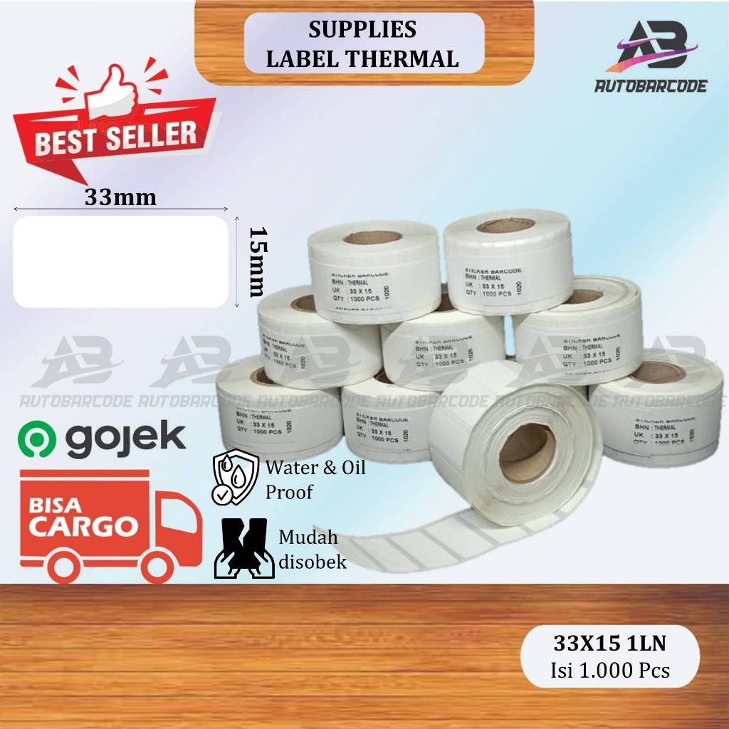 

Label Thermal 33x15 isi 1000 PCS Stiker Barcode 1Line GAP Kasir Harga Minimarket Direct 371 420 4601