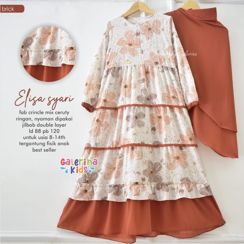 Gamis Set Jilbab Anak Perempuan Remaja ELISA SYARI KIDS By Galerina