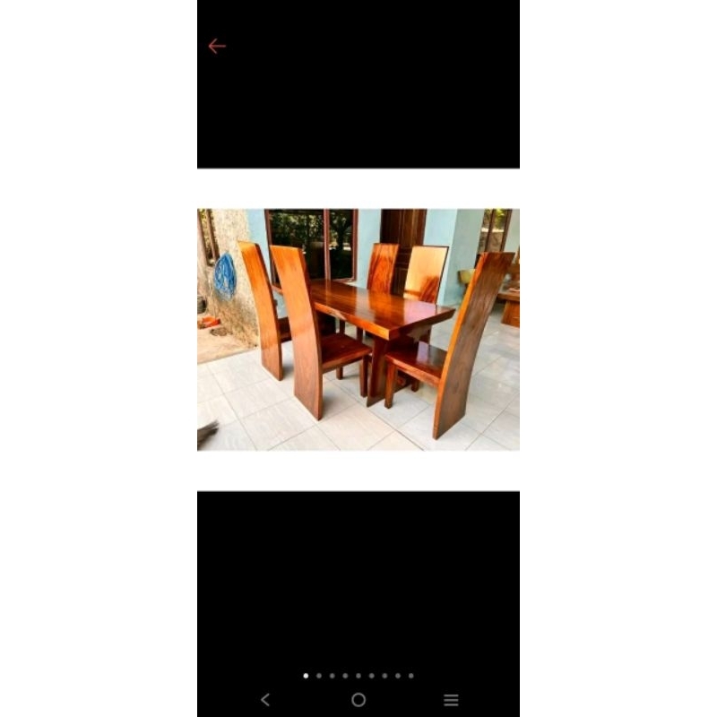 SET MEJA MAKAN KAYU TREMBESI