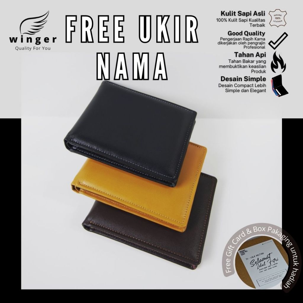 WINGER - Dompet Pria Kulit Sapi Asli Free Ukir Nama