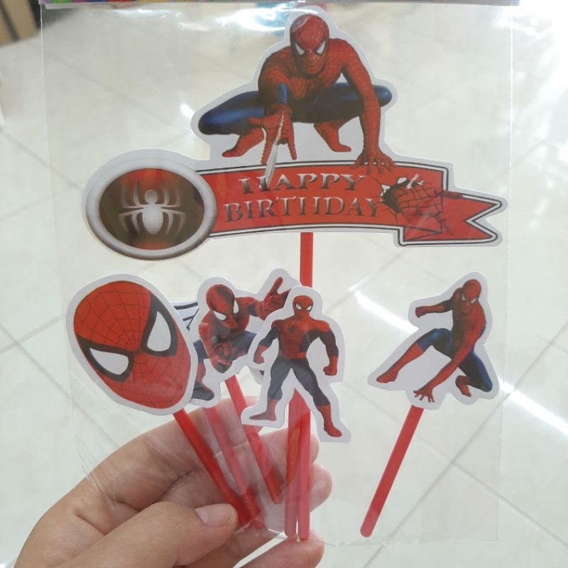 Cake Topper Spiderman superhero marvel avenger Hiasan Kue Karakter Tusukan Kue