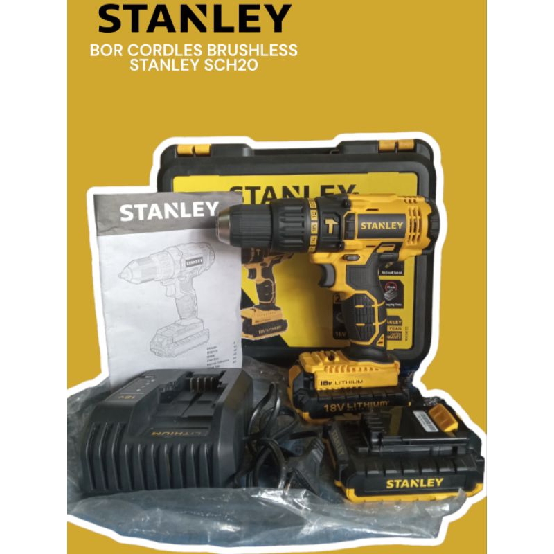 HARGA SPECIAL!! BOR CORDLES HAMMER DRILL STANLEY SCH20 18V LITHIUM 2 BATRE