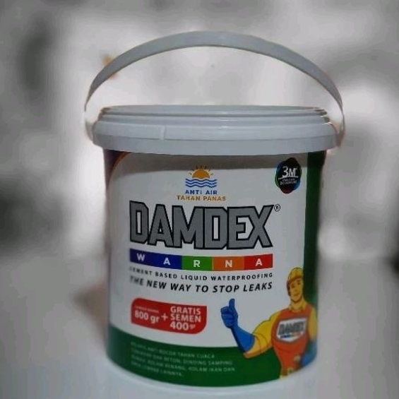 Damdex warna Cat kolam ikan koi pelapis beton anti bocor anti air tahan panas 0.8 kg extra semen 0.4