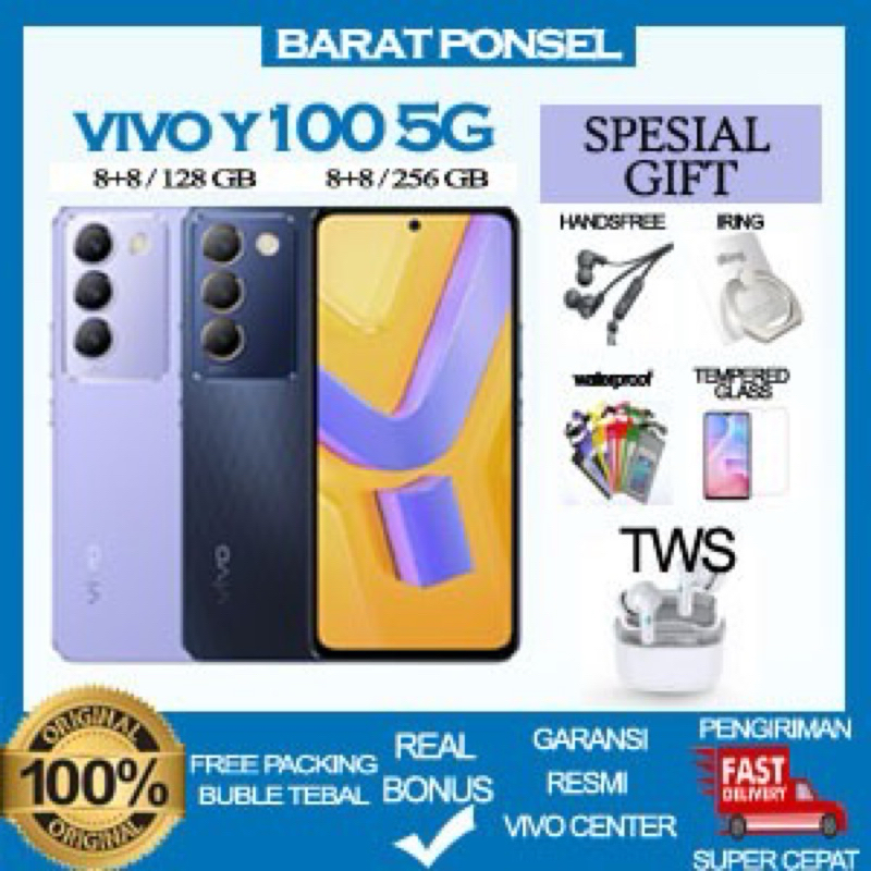 [VIVO OFFICIAL] VIVO Y100 5G 8+8/256 GARANSI RESMI VIVO 12 BULAN FREE GIFT