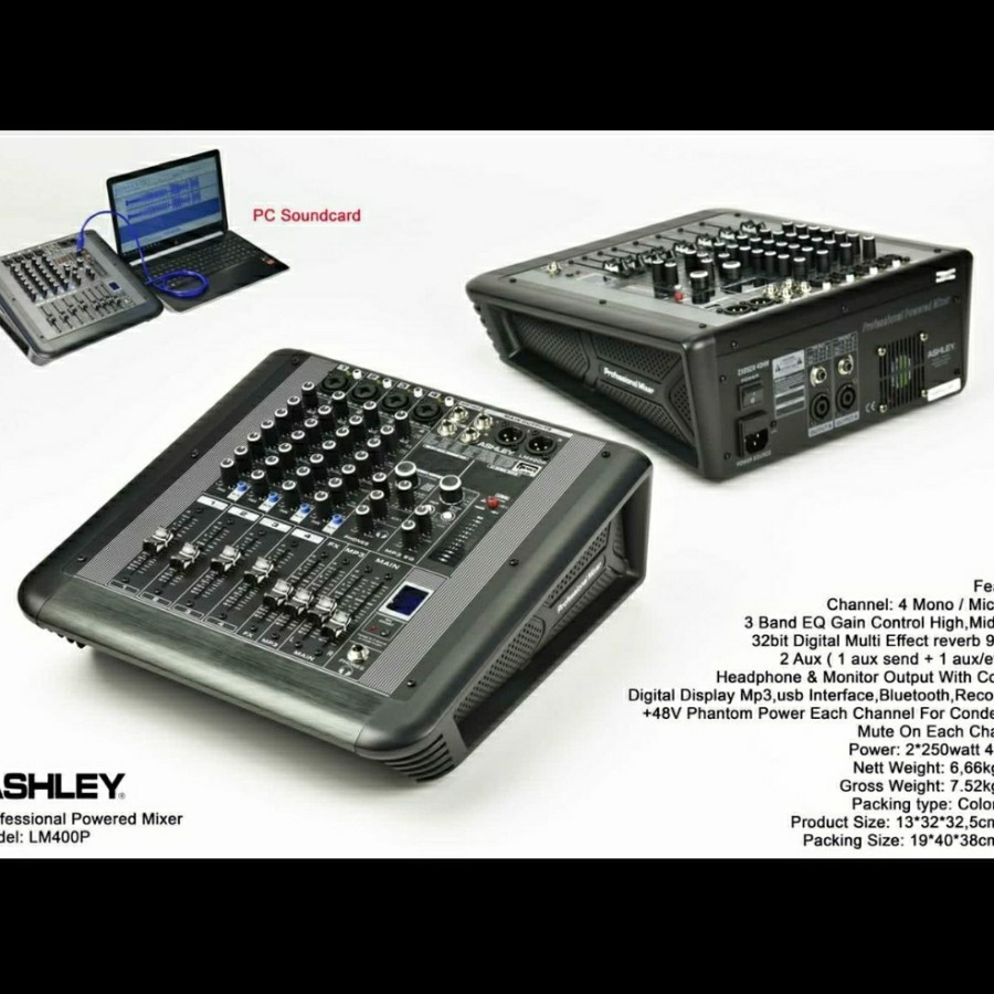 Power Mixer Ashley LM400P Original Bluetooth 4 Channel