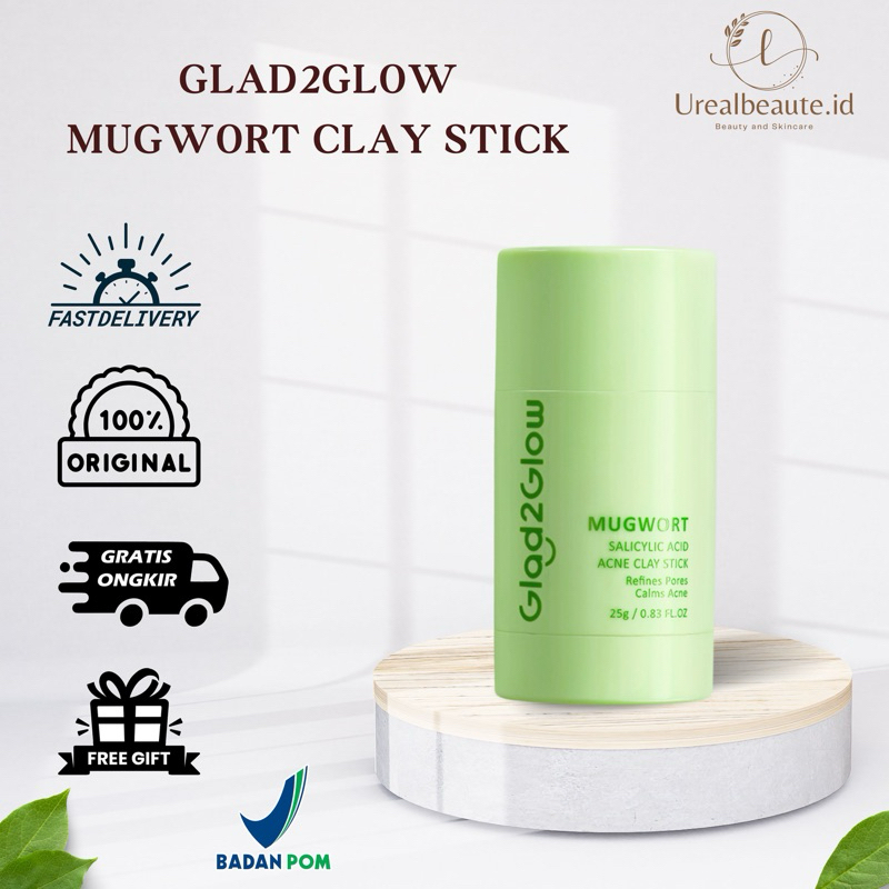 [READY STOCK] GLAD2GLOW Mugwort Clay Mask Stick Salicyli Acid Anti Pores & Acne 25g | Centella Maske