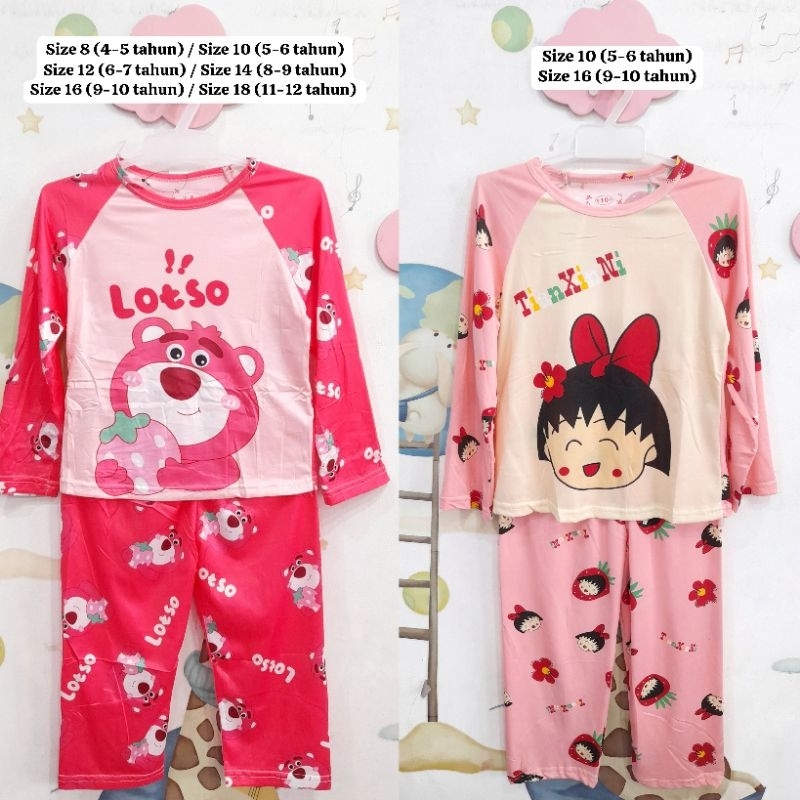 Baju Tidur Anak Import Usia 4 Sampai 12 Tahun Piyama Anak Perempuan Lotso
