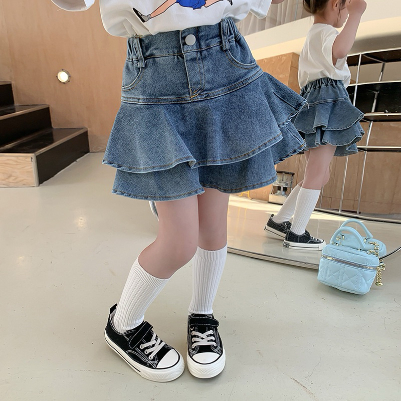 (2-9 tahun) Rok Celana Skort Jeans Anak Perempuan Import | Bawahan Rok Pendek Jeans Anak Perempuan