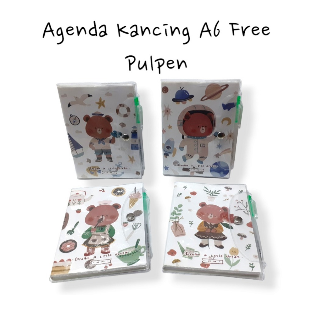 

AS888 - Buku Diary Notes 503750 LITTLE DREAM AGENDA Kancing A6 (110 halaman) FREE Pulpen Bolpen Pen