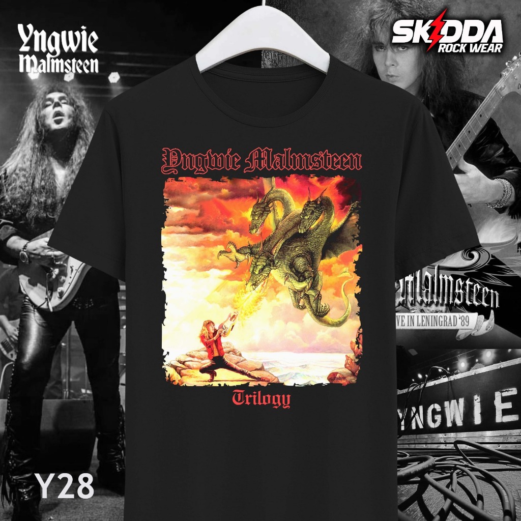 T Shirt Kaos Band Rock YNGWIE MALMSTEEN - Trylogi - Premium Black NSA