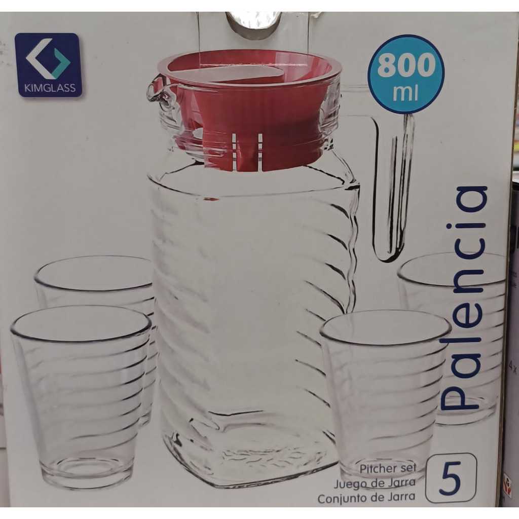 Set Pitcher and Glass Isi Total 5pcs Teko dan Gelas Kaca Bening Transparan Set 800ml