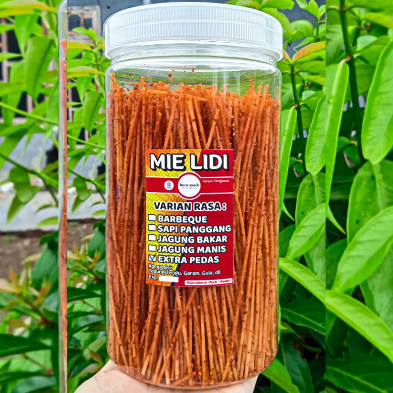 

Mie lidi / Mie lidi jadul / Mie lidi murah / mie lidi pedas / mie lidi kemasan toples / mie lidi 250 gram / mie lidi kediri