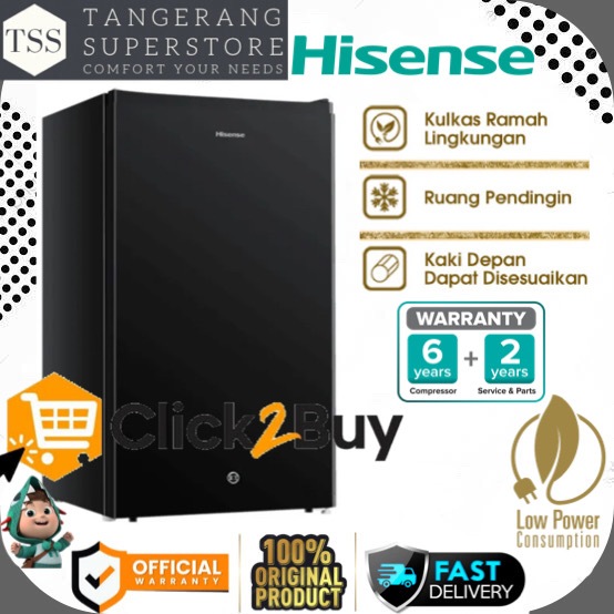 HISENSE KULKAS RR125D4IBN RR120D4IGN RR125 LEMARI ES 1 PINTU 100L COOLING LOW WATT HISENSE