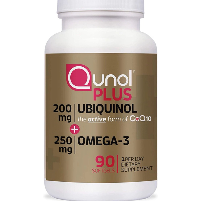 Qunol plus ubiquinol coq10 coq 10 co q10 200mg 200 mg omega 3 250mg 250 mg 90 sg
