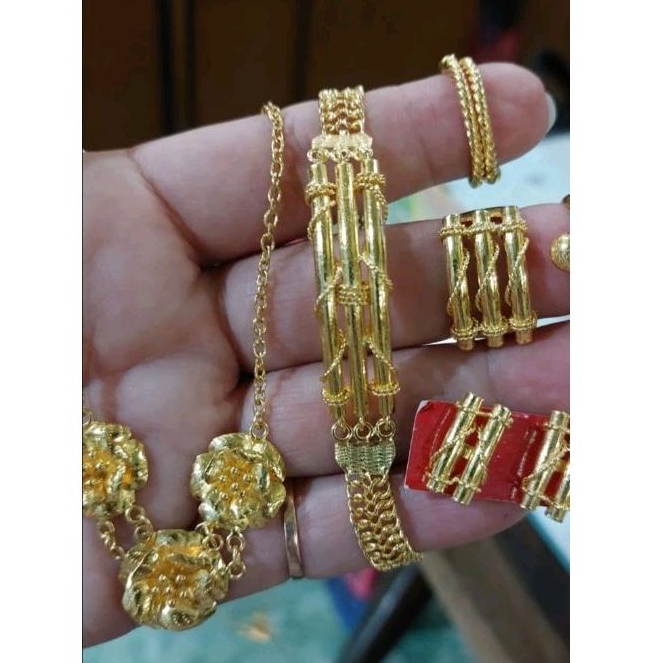 24k gelang bambu emas kadar 99.99%