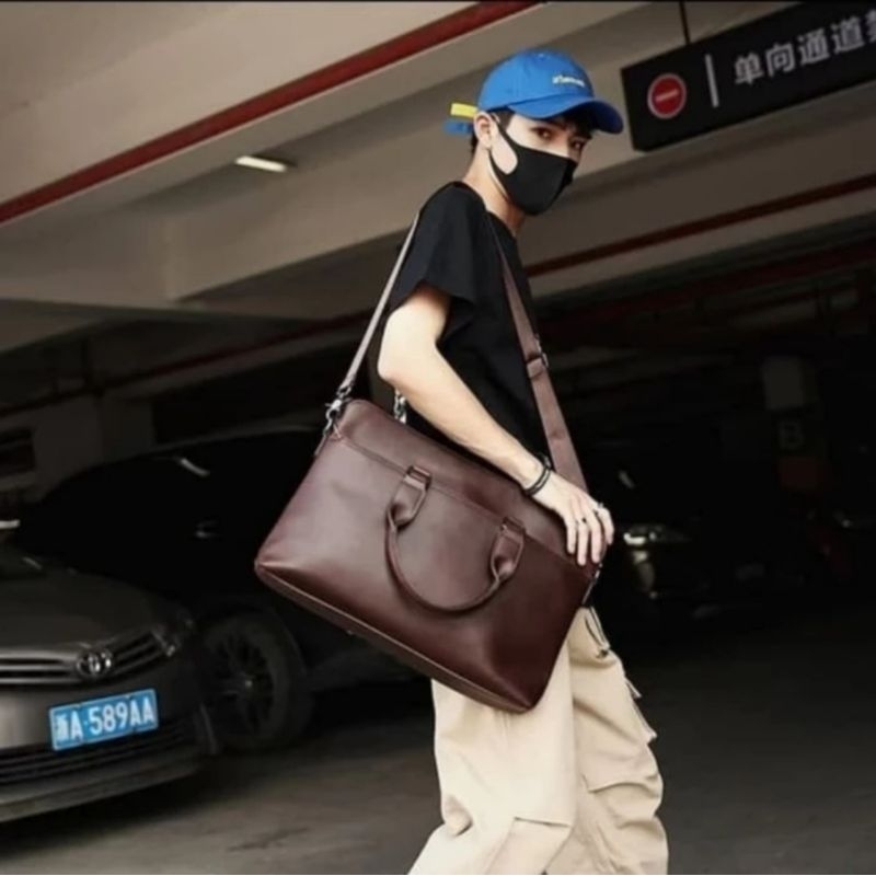 Tas briefcase kantor dokumen kulit besar