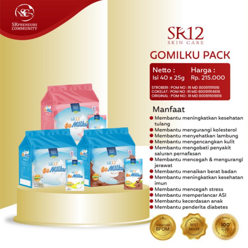 

Gomilku Sachet SR12 Susu Kambing Menyehatkan Tulang & Pernafasan Kemasan ekonomis isi 40 sachet