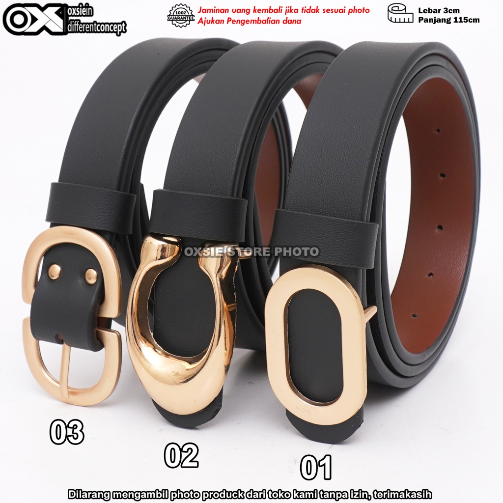 Ikat Pinggang Kulit Wanita Gesper Fashion Wanita Ikat Pinggang Kulit Lebar 3cm