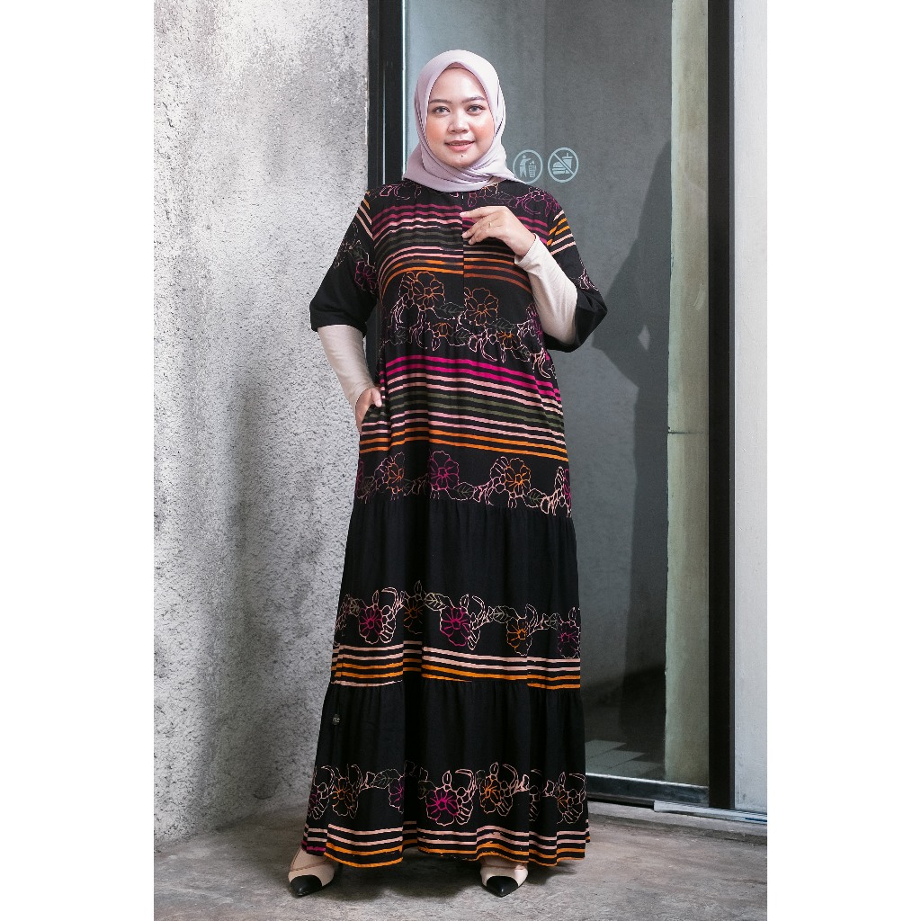 LONG DRESS MOTIF BATIK SLARK BAHAN RAYON TEBAL DENGAN SAKU / LONGDRESS / SEKDRESS / SEKDRESS SUSUN /