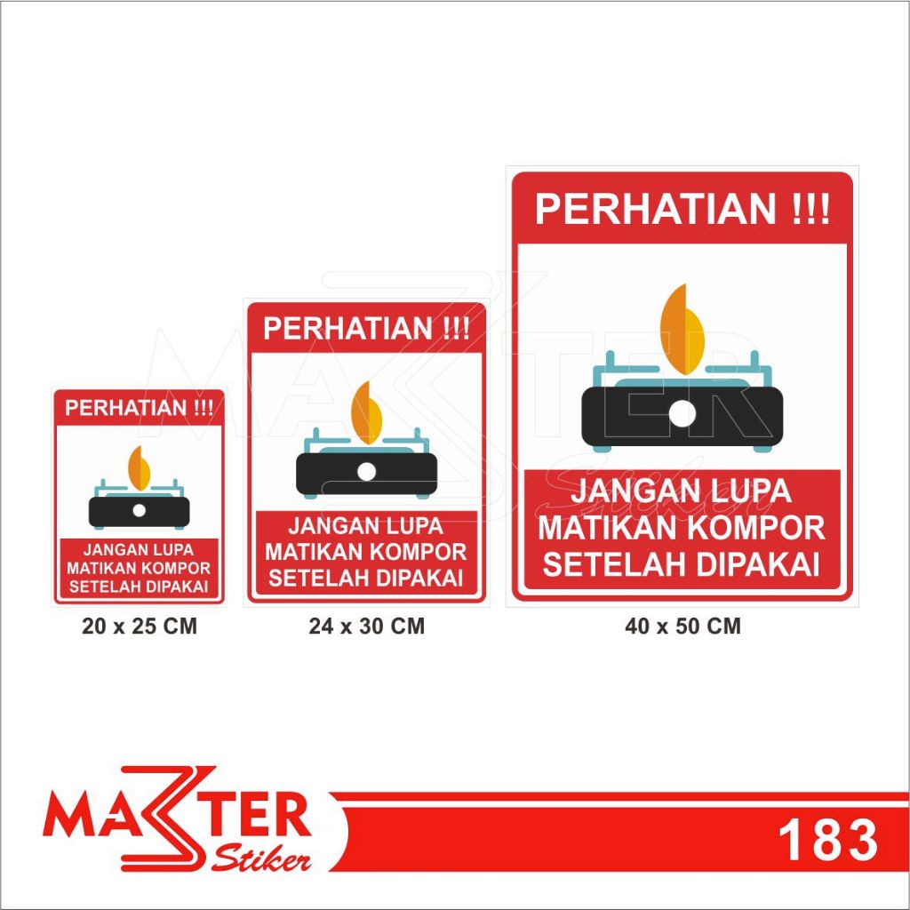 

183 - Stiker Matikan Kompor Setelah Dipakai, Sticker Vinyl, Tahan Air, Termurah, dan Bisa Custom