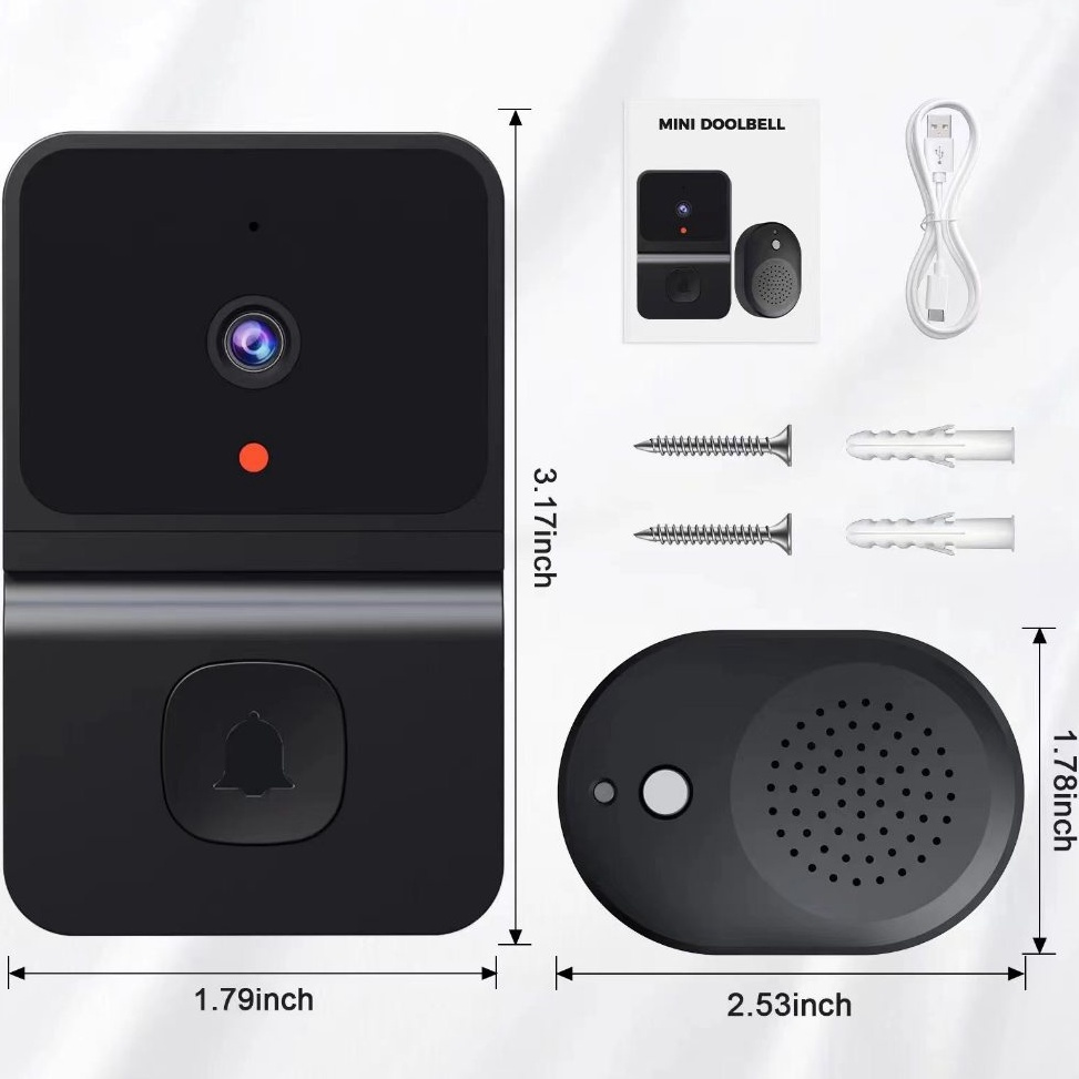 PAz Bell Rumah Wireless Hitam  Bell Rumah Dengan Kamera 18p  Bell Rumah CCTV