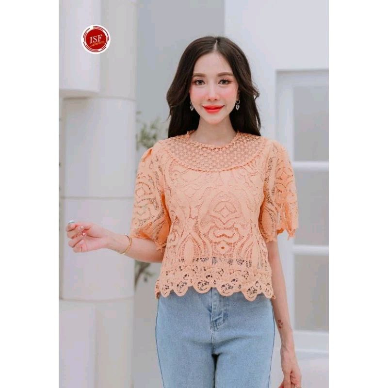 Atasan Crop Brokat Pesta Blus Bangkok
