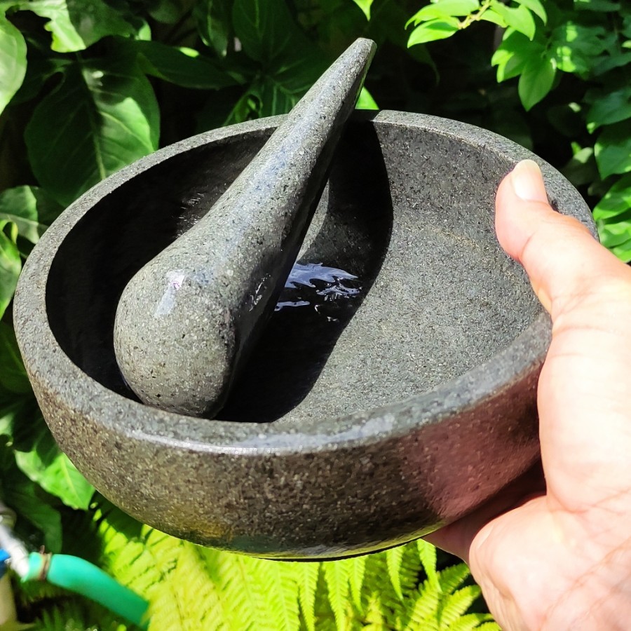 Cobek Batu Mangkok Cekung 16, 18, 20cm Siap Pakai Tahan Jamur Anti Belatung Tipe Batu Super Halus