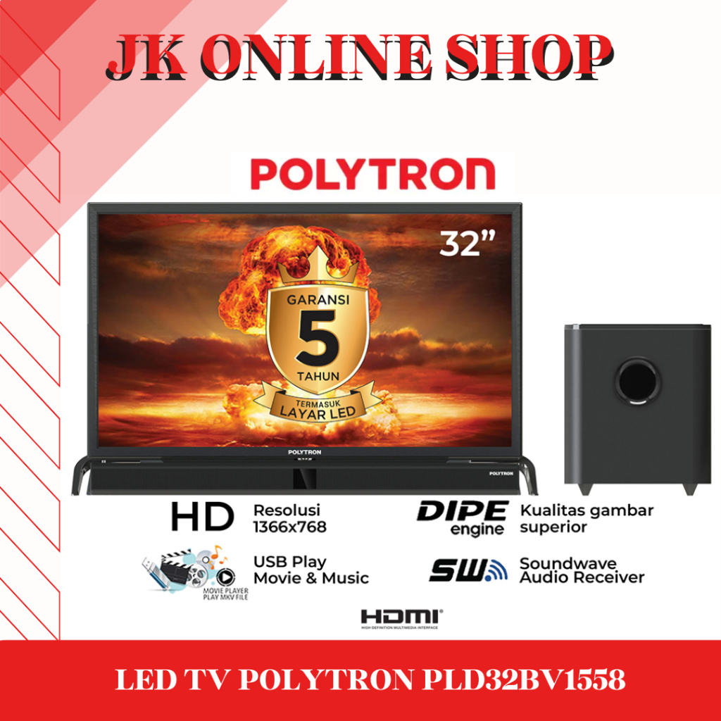 LED TV POLYTRON PLD32BV1558 DIGITAL TV LED / TV POLYTRON 32INCH with SOUNDBAR