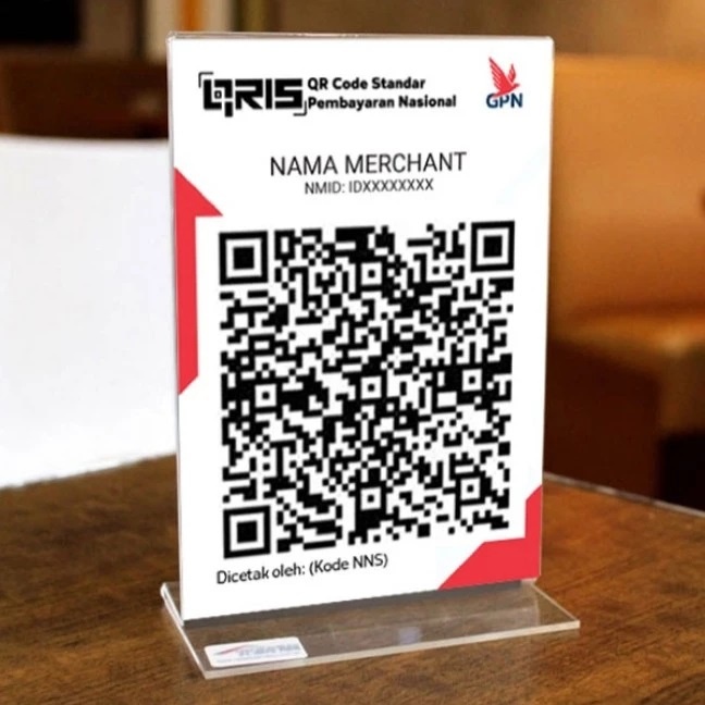 qris akrilik tent card a4 plus + poster barcode