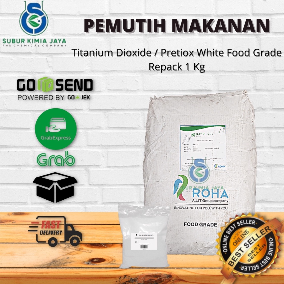 

ITR127 GROSIRJAKARTA TITANIUM DIOXIDE FOOD GRADE PEMUTIH MAKANAN PRETIOX WHITE 1kg
