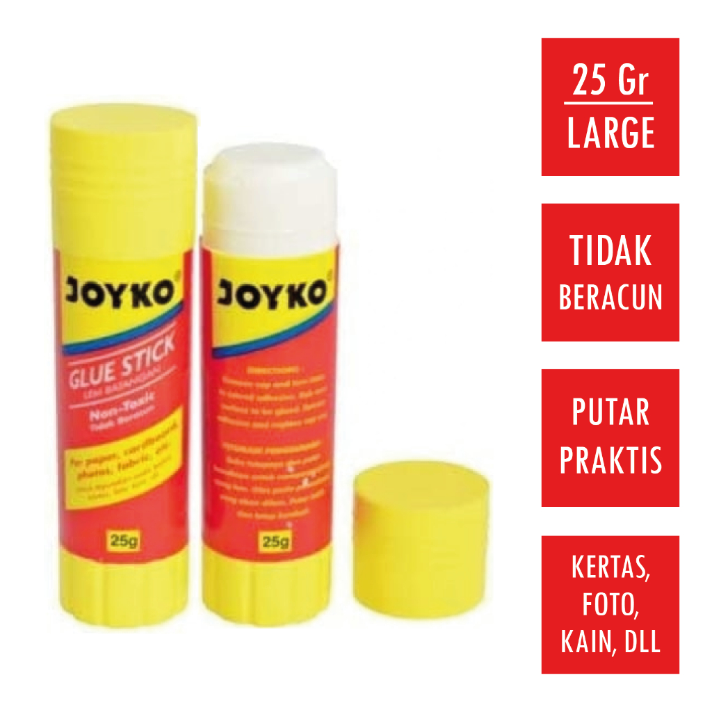 

(1 Pcs) Glue Stick 25Gr Lem Kertas Stik Putar Kecil 25 Gram Gr JOYKO GS-25 Non Toxic Aman Tidak Beracun