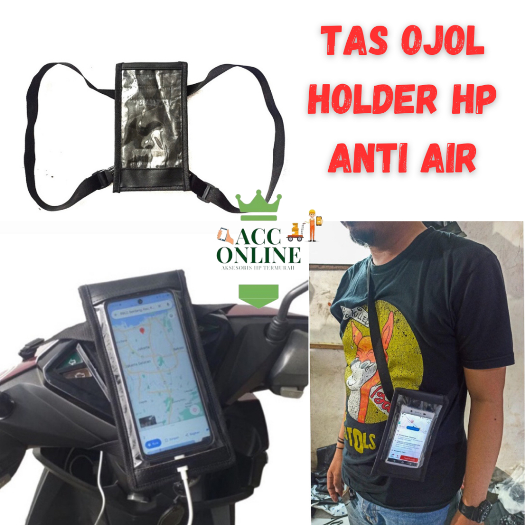 HOLDER HP MOTOR TAS MOTOR TAS OJOL HP TAS GOJEK TAS GRAB ANTI AIR HUJAN WATERPROOF TAS STANG MOTOR