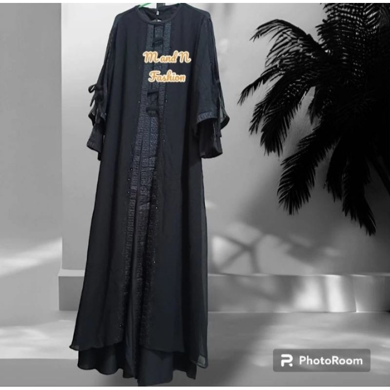 RAISA ABAYA GIRLY PAYET GOLD BLACK AND FULL BLACK