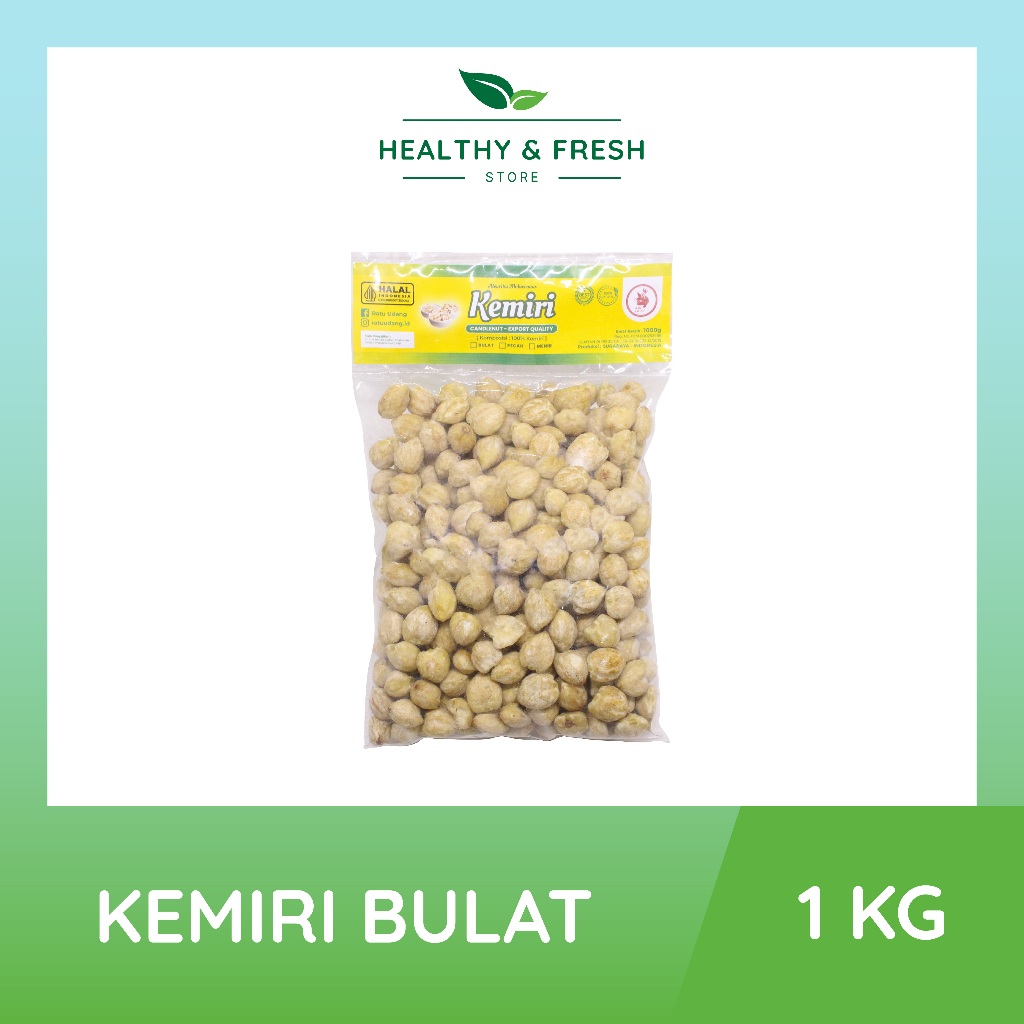 

Kemiri Bulat Kemasan 1 Kg Cap Ratu Udang Indonesia Candlenut Whole Fresh Healthy