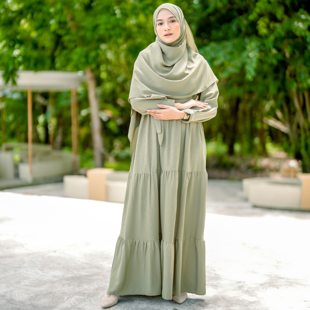 Gamis Set Hijab Jilbab Pashmina | Gamis BALQIS Baju Muslim Dewasa | Dress Muslimah Jumbo Maxi Dress