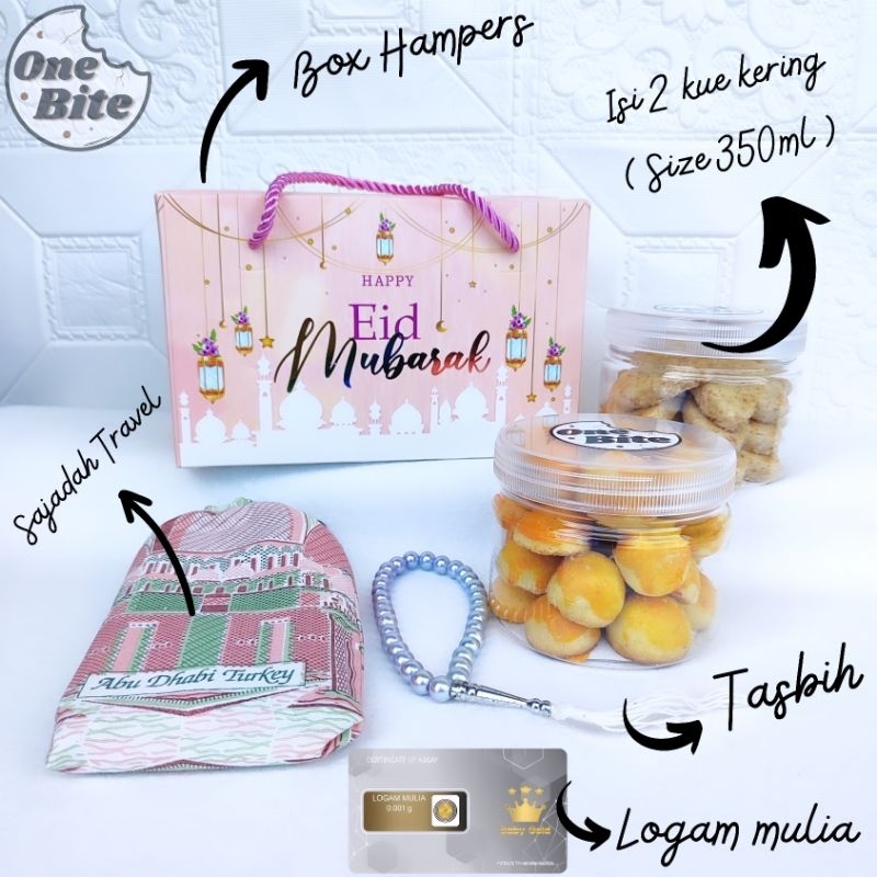 

Hampers lebaran box pink | Hampers box kuker 350ml | kue kering | Hamper Ramadhan | Gift | Sajadah Travel | Kartu ucapan