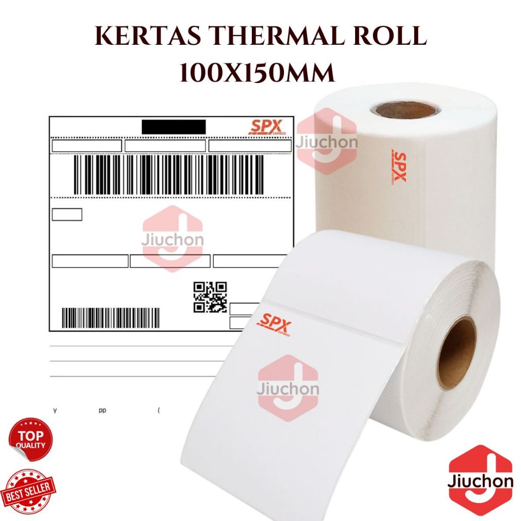 

JIUCHON KERTAS THERMAL ROLL100x150MM STICKER LABEL RESI KERTAS CETAK RESI PRINTER THERMAL ROLL MURAH