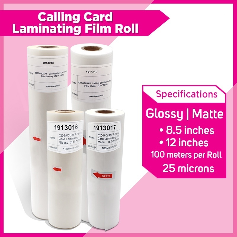 

QUAFF Plastic Laminating Roll Smooth Film for Calling Card Paper 25 Microns 100 meter || Glossy / Matte