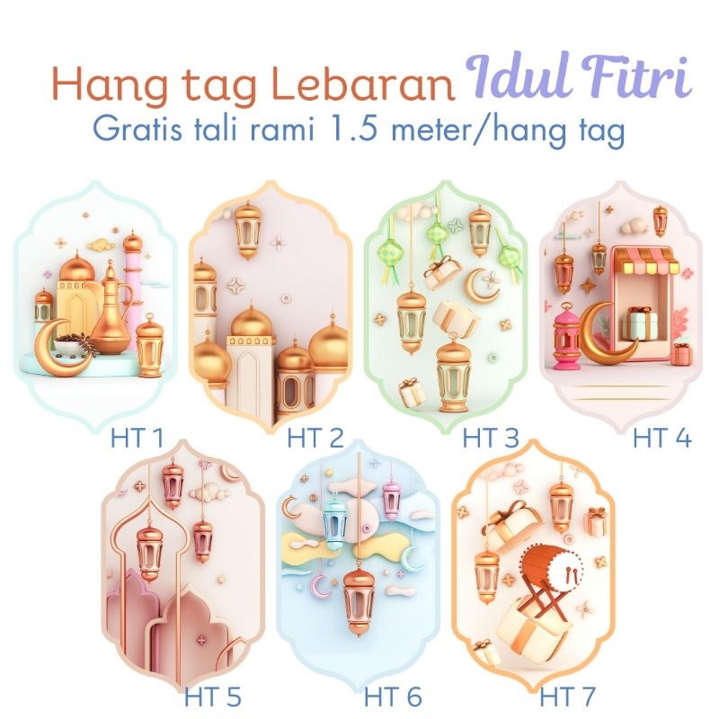 

Hang tag lebaran idul Fitri (isi 5) GRATIS RANTAI & TALI RAMI nya