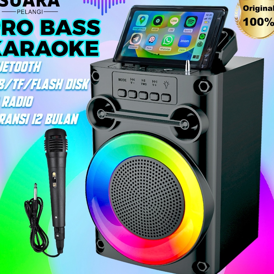 Siapkan Diri Anda PRO BASSSpeaker Bluetooth Karaoke Protable Super Bass Polytron Besar Original Mini
