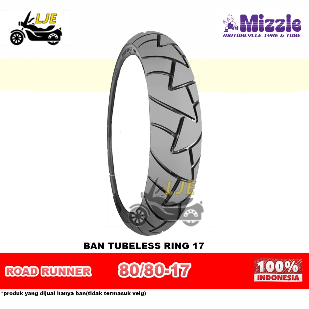 Ban Motor Ring 17 Tubles 80/80-17 Mizzle Road Runner Tubeless - Ban Tubeless Ring 17