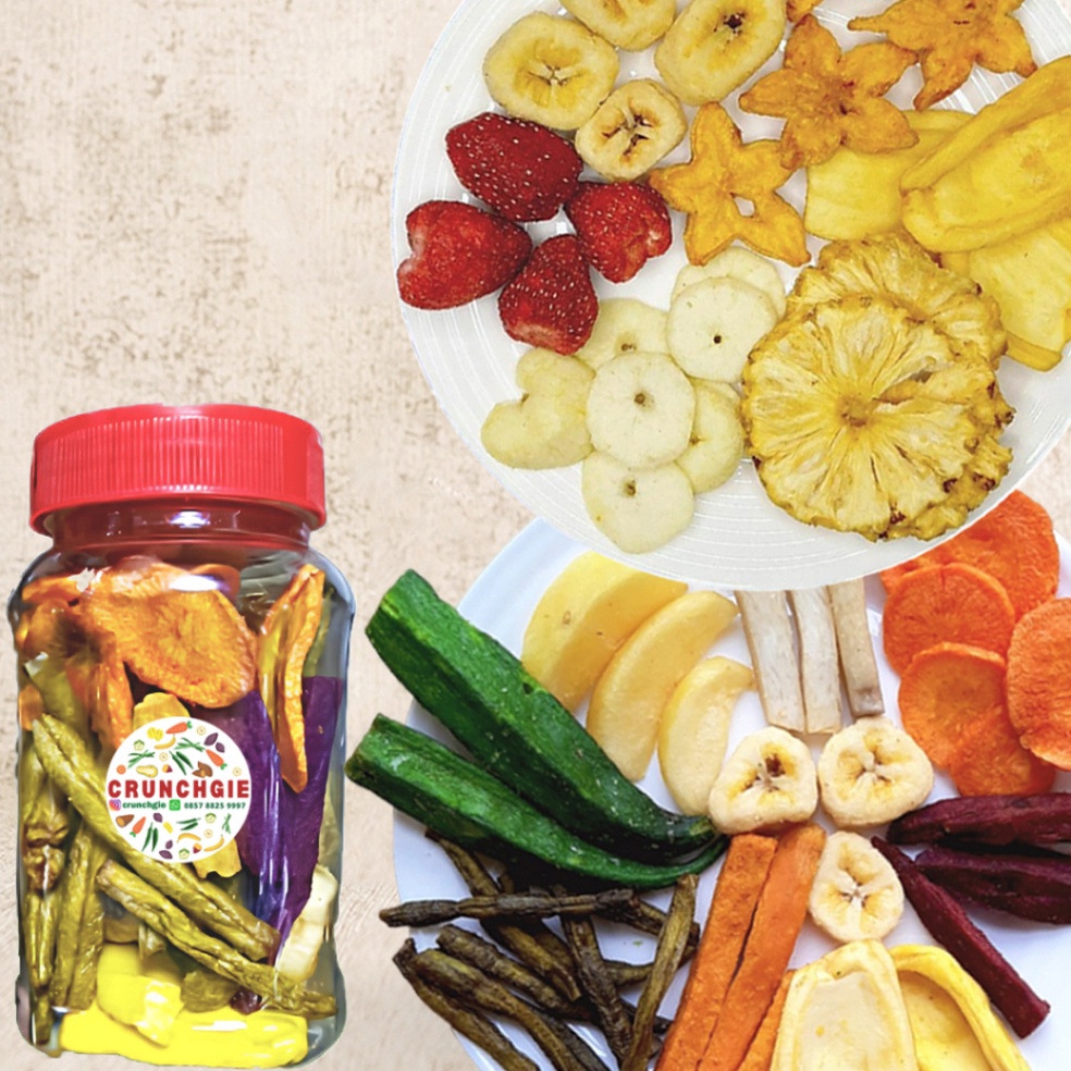 

EKI167 TOK SIAP COD Cemilan Mix Sayur Toples 3ml Keripik Diet Snack Buah Crunchgie
