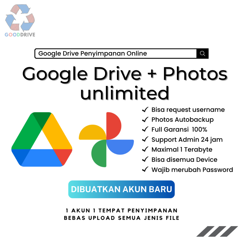 [BUNDLING] Google Drive + Google Photos unlimited Lifetime Bergaransi
