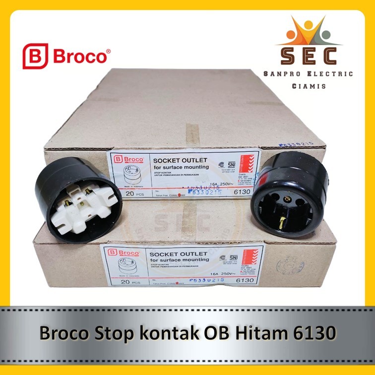 Stop Kontak Broco OB tempel Broco 6130 Hitam