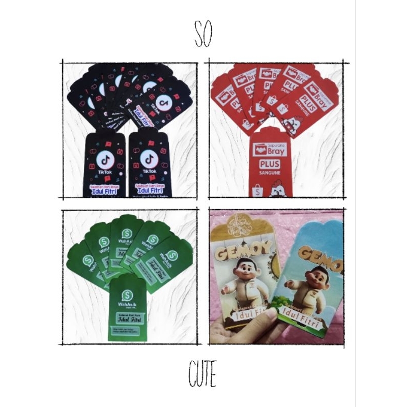 

Amplop Lebaran Sosmed Viral brand (shopee,indomart,Alfa,tiktok,gacoan,mixue,dst) Unik/Lucu/Kekinian