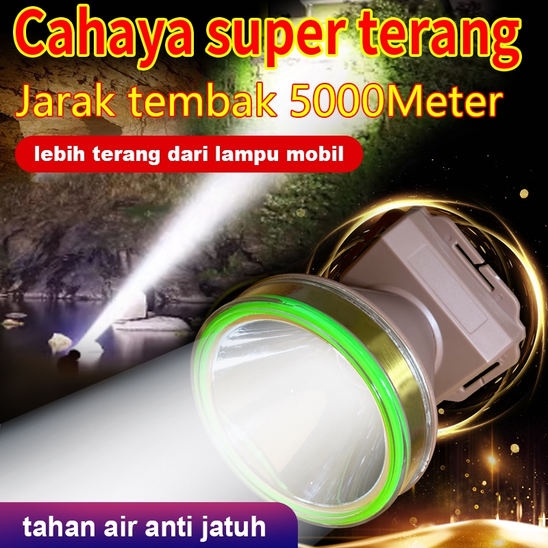 Senter Kepala LED 200WATT WATER PROOF  super terang berkemah  Senter outdoor Hiking Headlampu