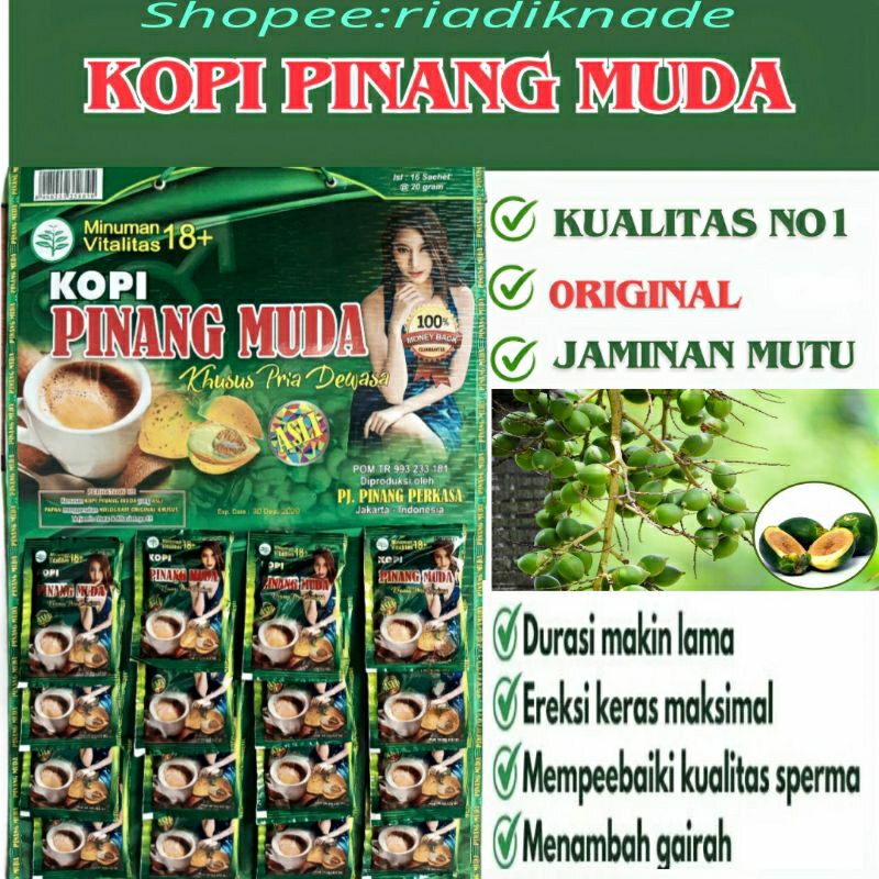 Kopi Pinang Muda  Original 1 Hanger isi 16 Sachet-Stamina pria dewasa