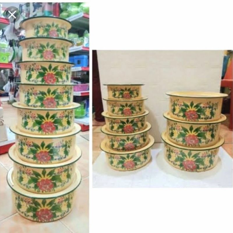 Panci Malaysia/India Susun Wadah Makanan Susun Set 8 Pcs Motif Bunga